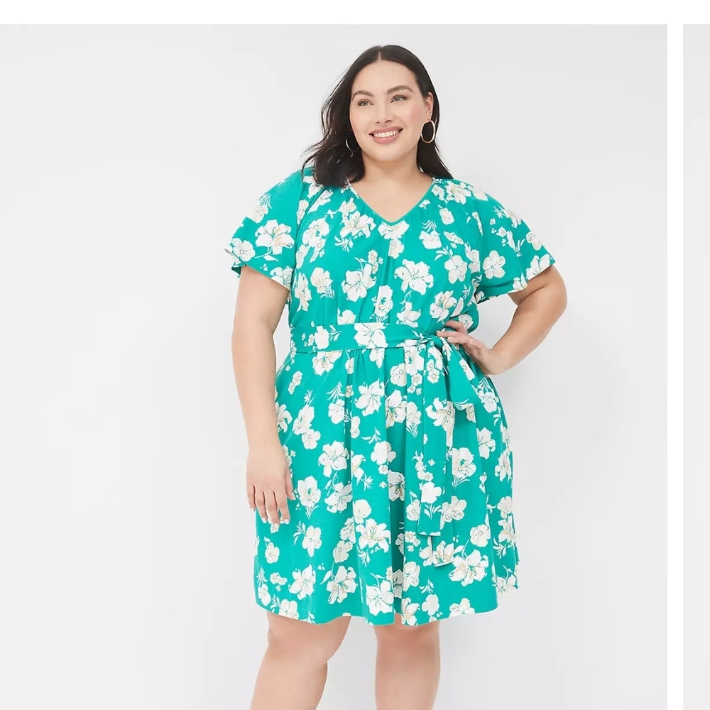 Lane Bryant Teal Floral Dress
